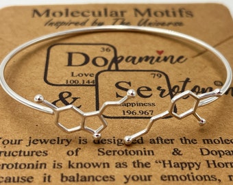 Sterling Silver Serotonin & Dopamine Molecule Bracelet-Science Gift-Anniversary Gift-Handmade Sterling Silver-Christmas Gift