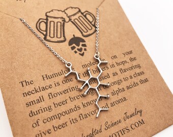 Beer Molecule Necklace-Hops Pendant-Humulone Molecule-Brewer Gift-Beer Fanatic-Science Gift-Cheers-Christmas Gift-College Graduation Gift