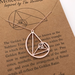 Fibonacci Necklace-Handcrafted Pendant-Golden Ratio-Rose Gold Color-Golden Triangle-Teacher Gift-Graduation Gift-Christmas Gift-Math Gift image 5