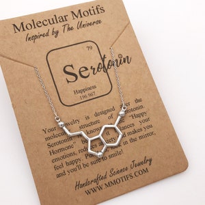 Unisex Serotonin Molecule Necklace 2&quot; in Length,Hand Made Science Gift,Chemistry Gift,Unisex,Best Friends Gift,Christmas Gift