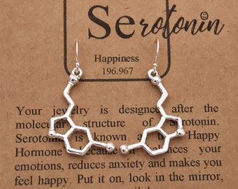 Serotonin Molecule Earrings-Hand Made Science Gift-Chemistry Gift-Love and Happiness Earrings-Graduation GIft-Christmas Gift