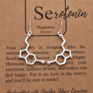 Serotonin Molecule Earrings-Hand Made Science Gift-Chemistry Gift-Love and Happiness Earrings-Graduation GIft-Christmas Gift