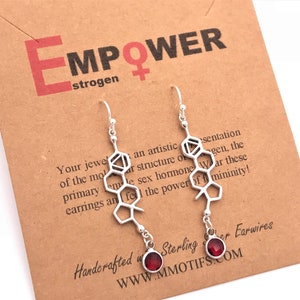 Estrogen Molecule Earrings-Custom Birthstone Science Gift-Woman Power Gift-Gift for Women-Gift of Femininity-Empower Jewelry