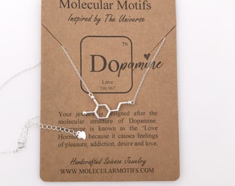 Dopamine Molecule Necklace-Handcrafted Molecule Jewelry-Love-Pleasure-Happiness-Psychology Gift-Anniversary Gift-Science-Christmas Gift