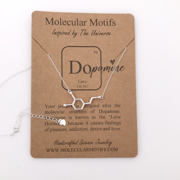 Dopamine Molecule Necklace-Handcrafted Molecule Jewelry-Love-Pleasure-Happiness-Psychology Gift-Anniversary Gift-Science-Christmas Gift