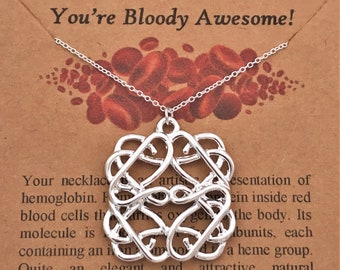 Hemoglobin Molecule Necklace, Custom Gemstone Chain | Science & Forensics Jewelry
