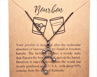 Black Bourbon Molecule Necklace Oxidized Sterling Silver  | Handcrafted Science Jewelry