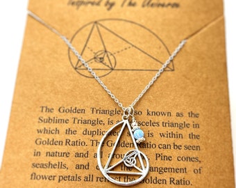 Sterling Silver Fibonacci Necklace with custom birthstone charm-Golden Ratio-Sacred GeometryOctober Birthday Gift-Handcrafted Science Gifts