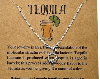 Sterling Silver Tequila Molecule Necklace | Handmade Science & Chemistry Jewelry | Custom Birthstone Chain Options