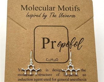 Propofol Anesthesia Molecule Earrings-Anesthesiologist-Surgeon-Graduation Gift-Sterling Silver with Gold Filled Earwires-Handmade