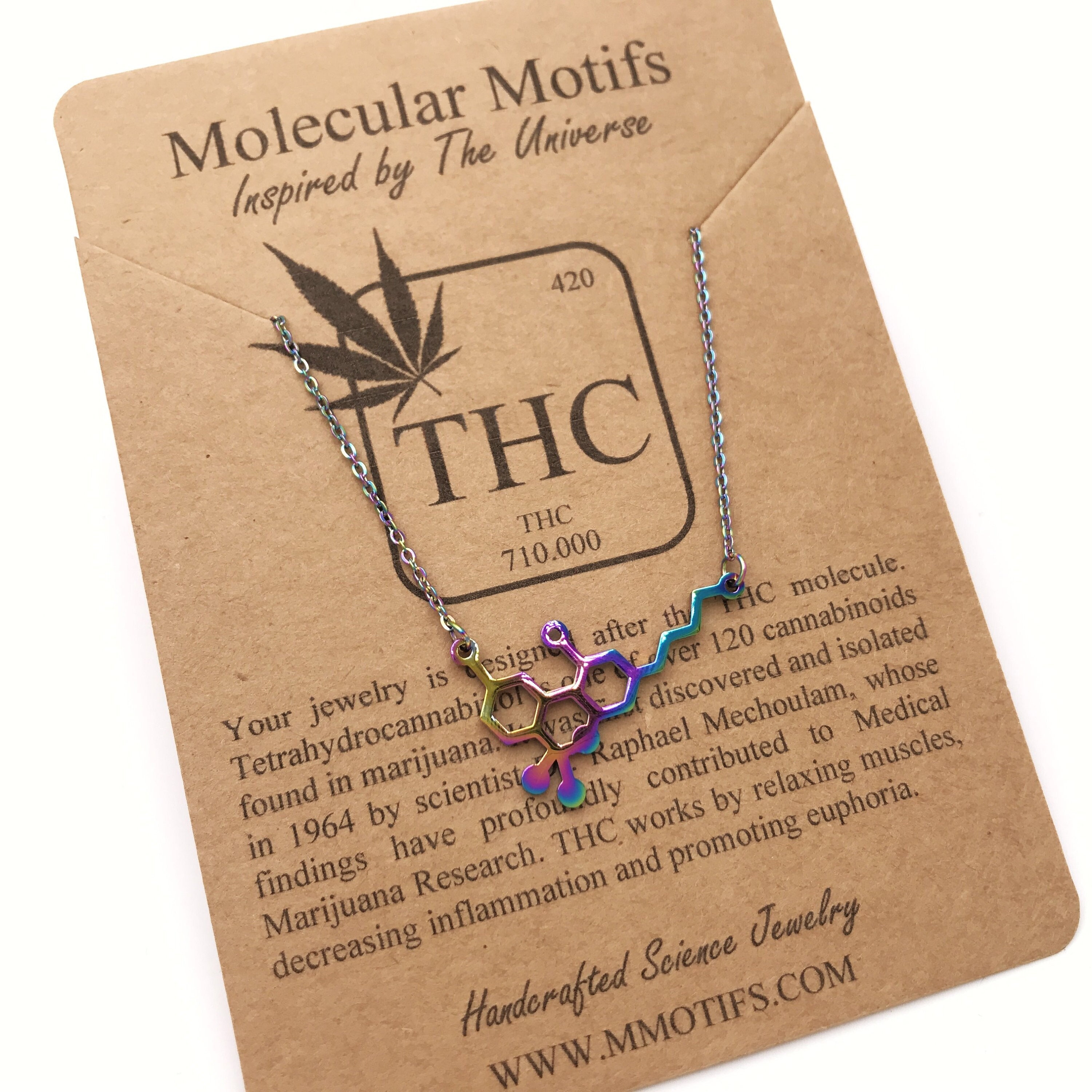 Rainbow THC Molecule Necklace-medical Marijuana image