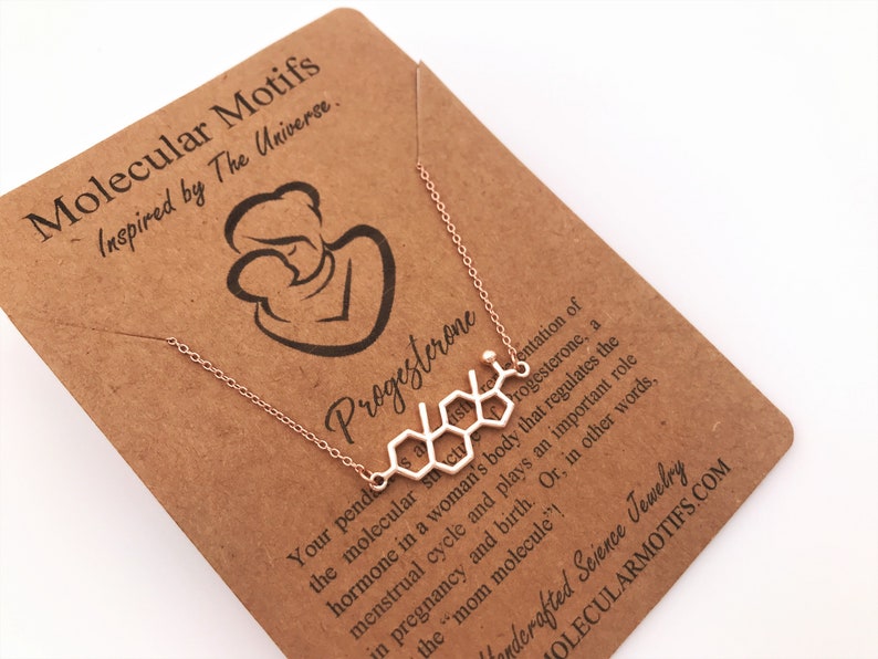 Sterling Silver Mom Molecule Necklace-Progesterone Molecule Pendant-Christmas Gift-Fertility Doctor Gift-Pregnancy Gift-Baby Shower Gift image 2