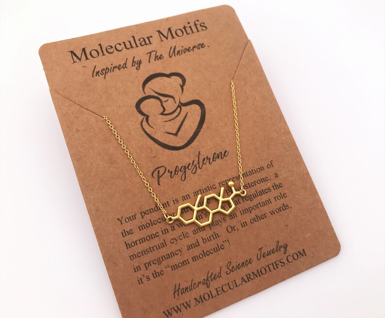 Sterling Silver Mom Molecule Necklace-Progesterone Molecule Pendant-Christmas Gift-Fertility Doctor Gift-Pregnancy Gift-Baby Shower Gift image 8