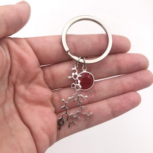 Oxytocin Molecule Love Keychain in Stainless Steel-Couple's Gift-Graduation Gift-Science Gift-Doula Gift-OBGYN Gift-Christmas Gift image 2