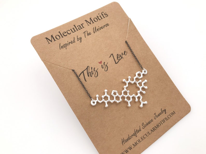 Oxytocin Molecule Necklace-Love Molecule-Bonding Molecule-Science Gift-Anniversary Gift-Love Gift-Unisex-Black Chain-Christmas Gift image 1