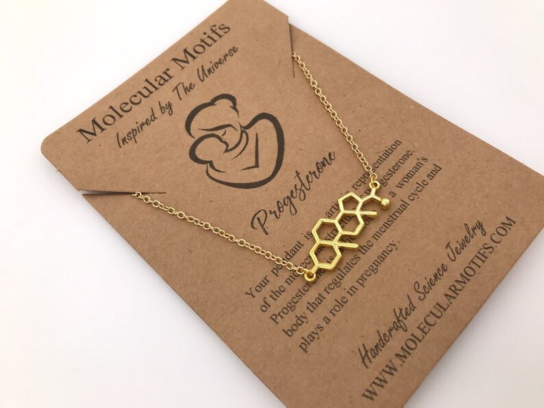 Sterling Silver Mom Molecule Necklace-Progesterone Molecule Pendant-Christmas Gift-Fertility Doctor Gift-Pregnancy Gift-Baby Shower Gift image 6