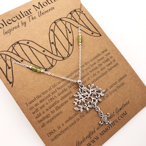 Tree of Life Sterling Silver Necklace-DNA Pendant-Hand Made Tree of Knowledge-Genetics Necklace-Science Gift-Family Gifts image 4