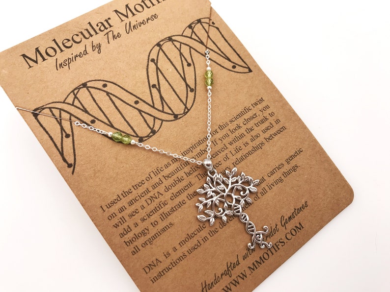 Tree of Life Sterling Silver Necklace-DNA Pendant-Hand Made Tree of Knowledge-Genetics Necklace-Science Gift-Family Gifts image 4