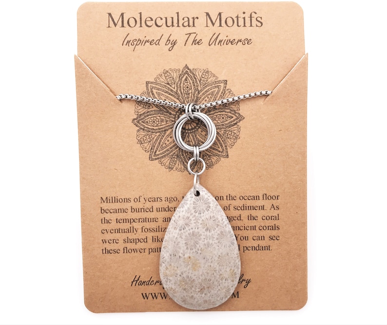 Coral Fossil Necklace-Nipomo Coral-Fossil Jewelry-Chainmail Infinity Love Knot-Science Gift-Teacher Gift-Graduation Gift-OOAK-Christmas Gift