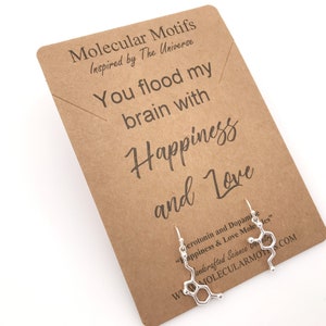 Sterling Silver Serotonin Dopamine Molecule Earrings-Love Happiness Earrings-Graduation Gift-Science Gift-Statement Earrings-Christmas Gift image 4