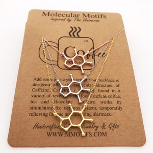 Rose Gold plated Coffee Molecule Necklace-Silver or 18k Gold plated-Caffeine-Coffee Charm-Christmas Gift-Graduation Gift-Boss Gift-OOAK image 7