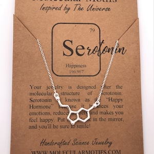 Handcrafted Serotonin Molecule Necklace-Christmas Gift-Science Gift-Unique Gift-Science Jewelry-Happiness Gift-Eco-Friendly Jewelry