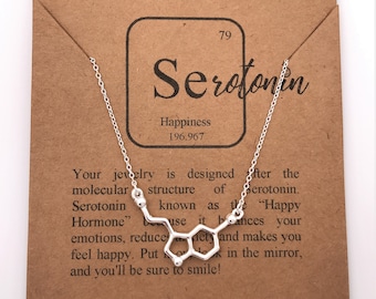 Handcrafted Serotonin Molecule Necklace-Christmas Gift-Science Gift-Unique Gift-Science Jewelry-Happiness Gift-Eco-Friendly Jewelry