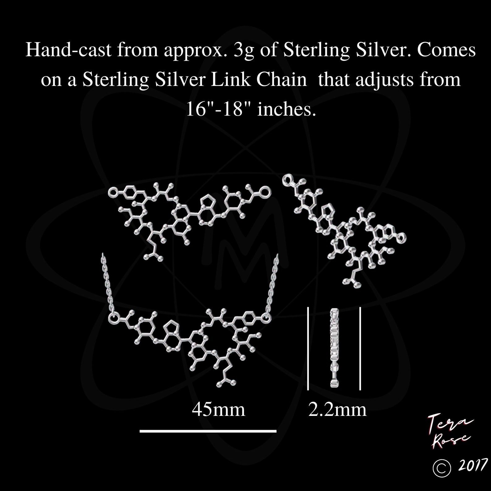 Sterling Silver Oxytocin Molecule Necklacelove Etsy