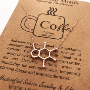 Rose Gold plated Coffee Molecule Necklace-Silver or 18k Gold plated-Caffeine-Coffee Charm-Christmas Gift-Graduation Gift-Boss Gift-OOAK image 8