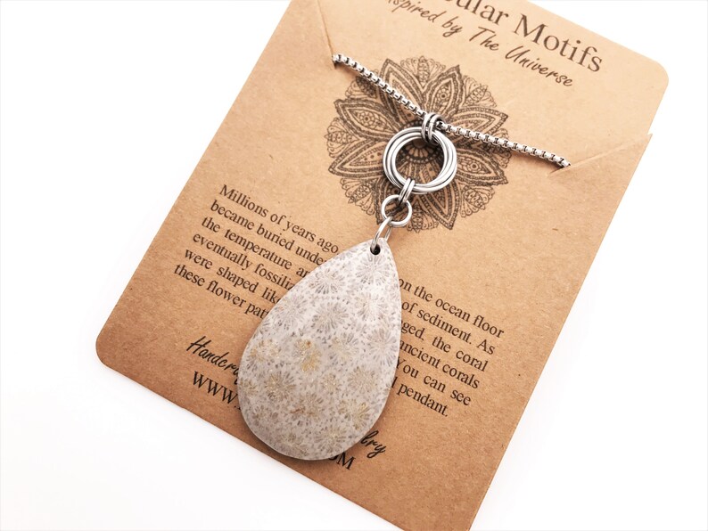 Coral Fossil Necklace-Nipomo Coral-Fossil Jewelry-Chainmail Infinity Love Knot-Science Gift-Teacher Gift-Graduation Gift-OOAK-Christmas Gift