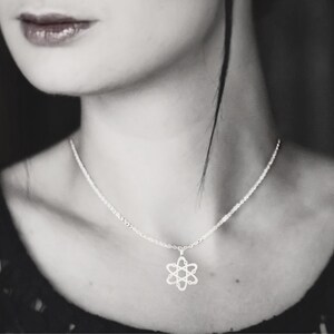 Sterling Silver Atom Pendant Necklace: Handcrafted Science Jewelry image 4