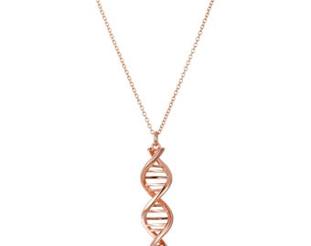 Sterling Silver DNA Double Helix Pendant Necklace: Science Jewelry