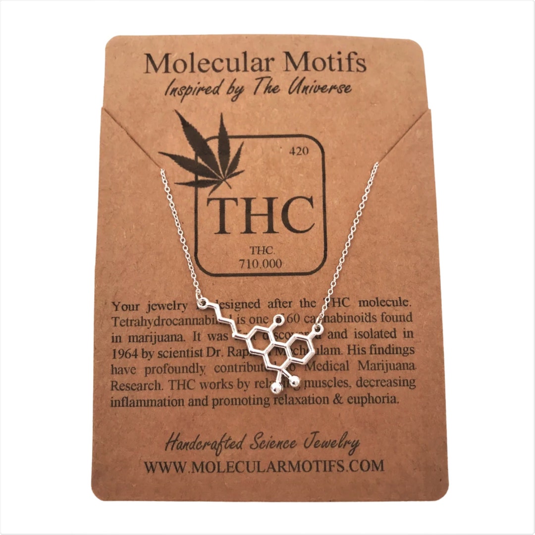 Sterling Silver THC Molecule Necklacecannabis Medical Marijuana