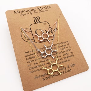 Rose Gold plated Coffee Molecule Necklace-Silver or 18k Gold plated-Caffeine-Coffee Charm-Christmas Gift-Graduation Gift-Boss Gift-OOAK image 6