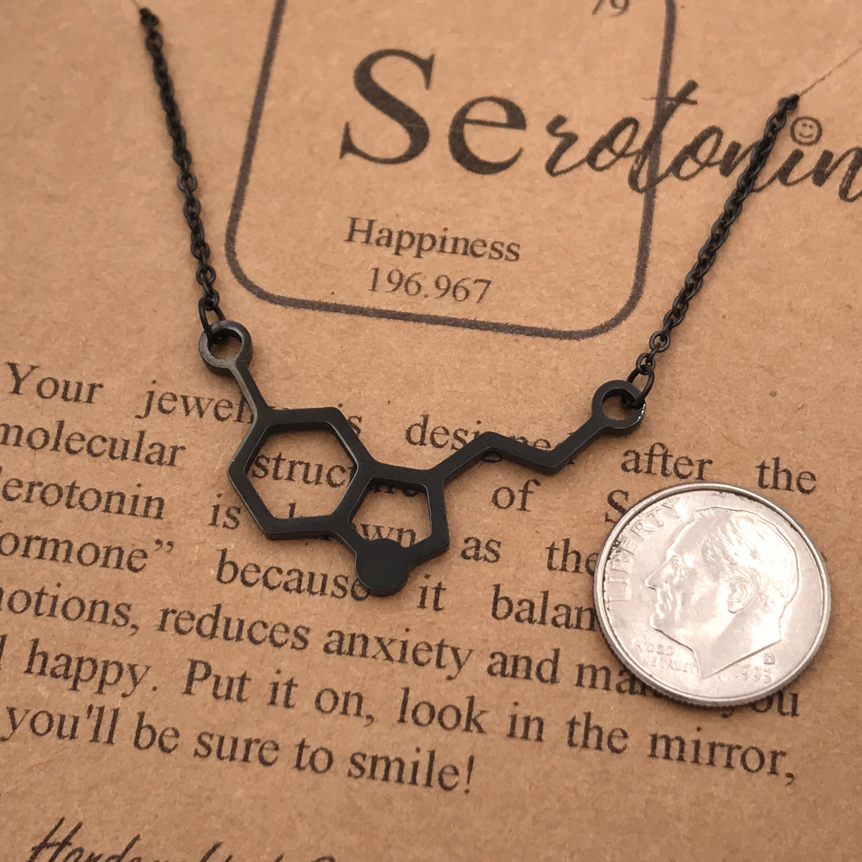 Black Serotonin Molecule Necklace | Happiness Chemistry & Science Jewelry |  Handcrafted Science Gifts - Etsy Israel
