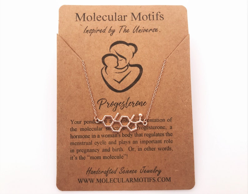 Sterling Silver Mom Molecule Necklace-Progesterone Molecule Pendant-Christmas Gift-Fertility Doctor Gift-Pregnancy Gift-Baby Shower Gift image 1