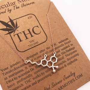 THC Molecule Necklace-18k Rose Gold or Gold Plating-Medical Marijuana Pendant-Cannabis-Weed Molecule Necklace-420 Gift-Christmas Gift-OOAK image 7