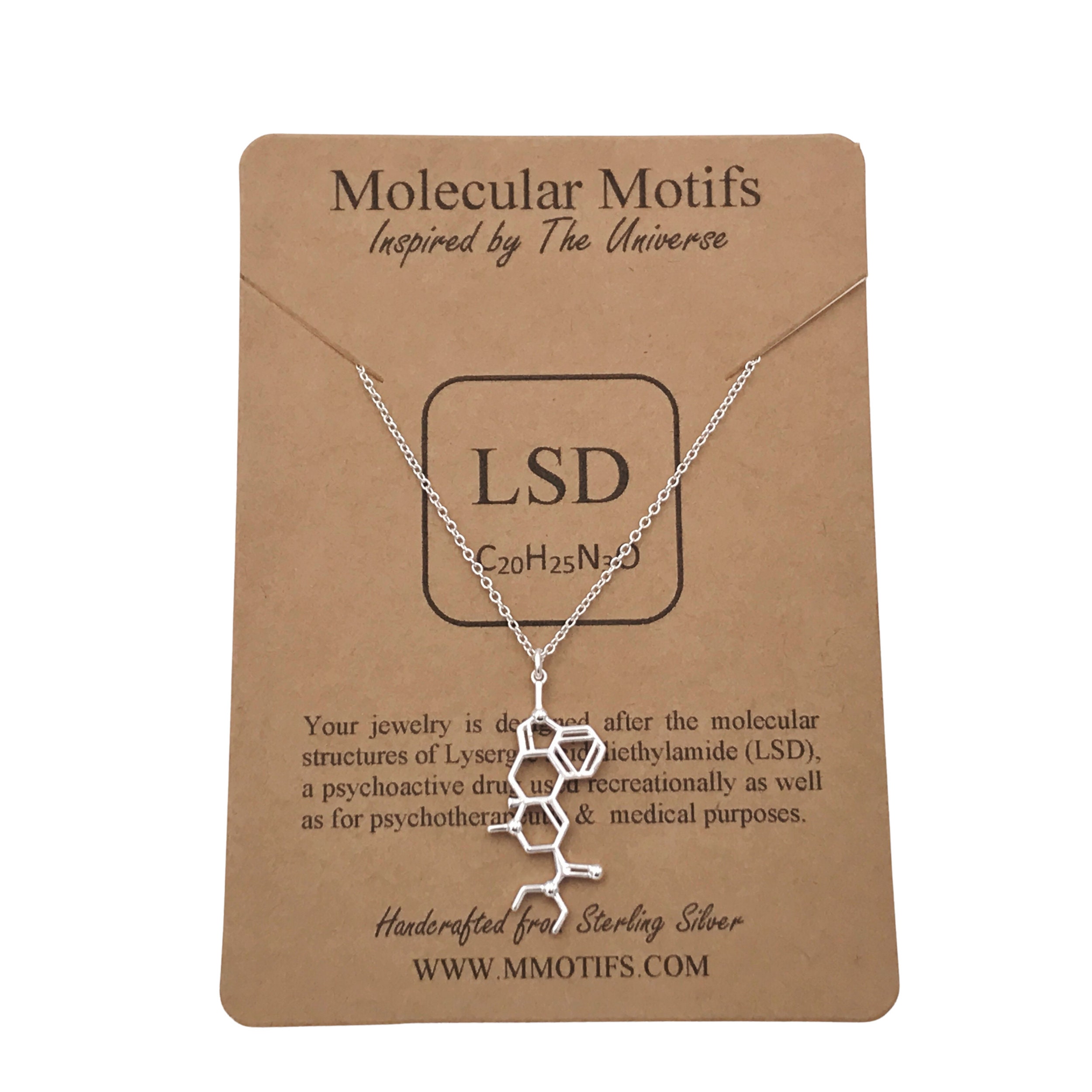Sterling Silver LSD Molecule Necklace-psychedelic Molecule pic