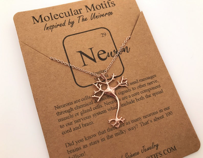 Rose Gold Neuron Necklace-STEM Gift-Tree of Life-Psychology Gift-Science Gift-Science Jewelry-Graduation Gift-Biology Gift-Teacher Gift image 2