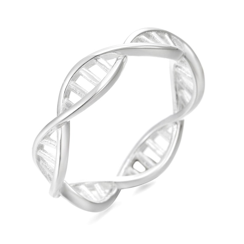 Sterling Silver Infinity DNA Ring-Hand Made DNA Eternity Mobius-Doctor Genetics Gift-Science Gift-Christmas Gift-Unisex Sizes 5-13 image 1