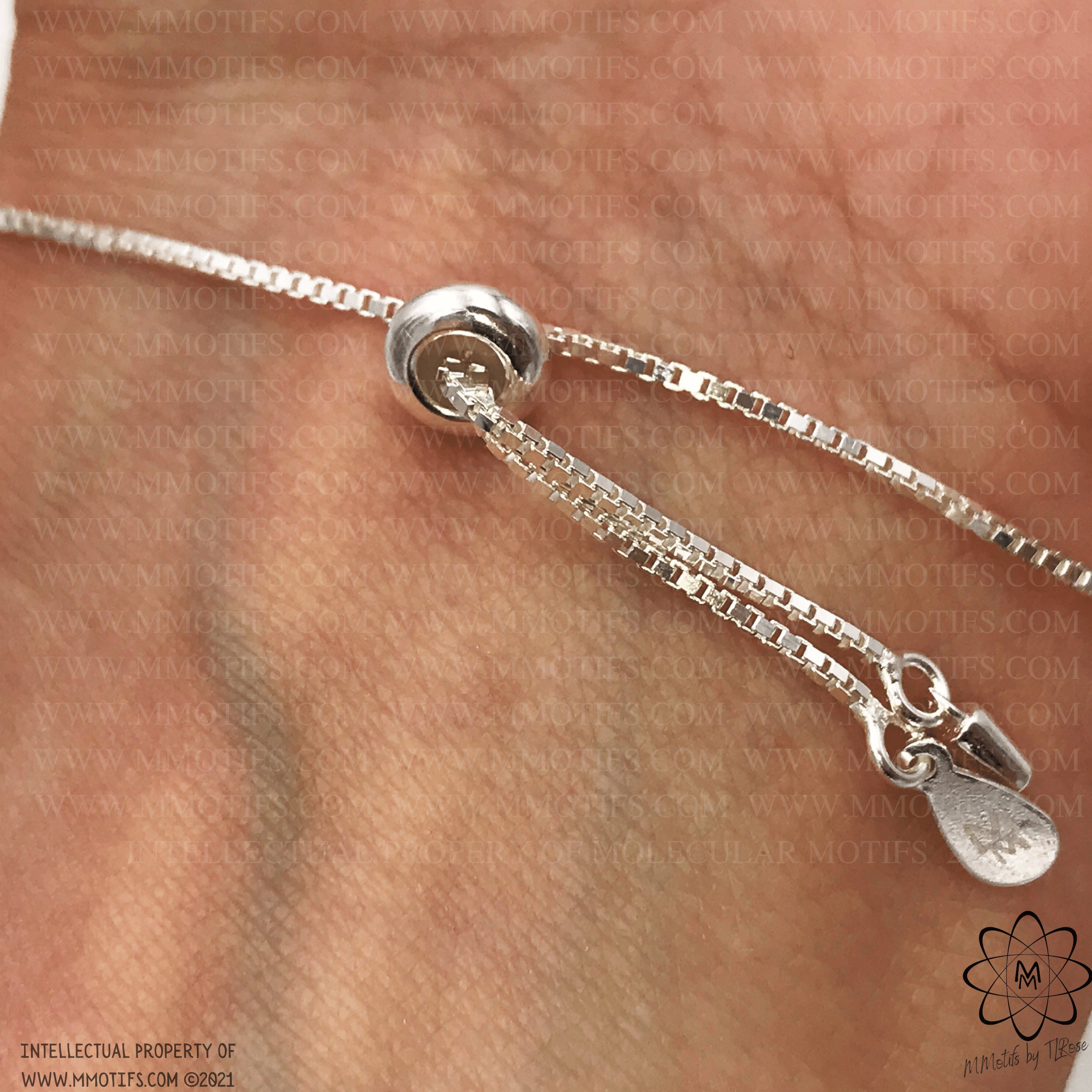Bracciale Donna In Argento 925 – Simbolo Della Serotonina, Molecola Della Felicità, Lunghezza Regolabile 18+4 Cm, Ipoallergenico, Confezione Regalo, Panda Luxury Jewelry