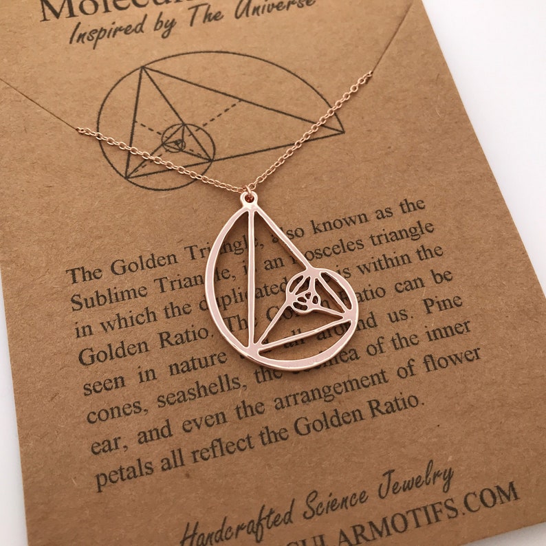 Fibonacci Necklace-Handcrafted Pendant-Golden Ratio-Rose Gold Color-Golden Triangle-Teacher Gift-Graduation Gift-Christmas Gift-Math Gift image 5