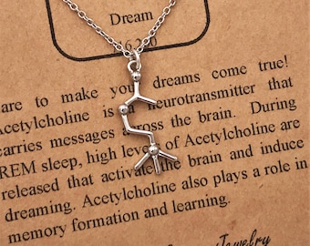 Acetylcholine Molecule Pendant: Handcrafted Science Gift