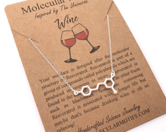 Resveratrol Wine Necklace-Molecule Jewelry-Wine Lover-Oenophile-Science Jewelry-Christmas Gift-Professor-Graduation Gift-Best Friends Gift