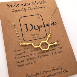 Large Gold Dopamine Molecule Necklace,Handcrafted Molecule Jewelry,Psychology Jewelry, Graduation Gift,Anniversary Gift,Science Gift