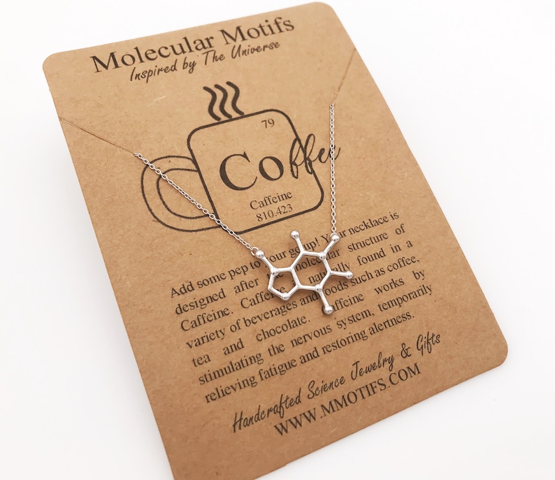 Rose Gold plated Coffee Molecule Necklace-Silver or 18k Gold plated-Caffeine-Coffee Charm-Christmas Gift-Graduation Gift-Boss Gift-OOAK image 4