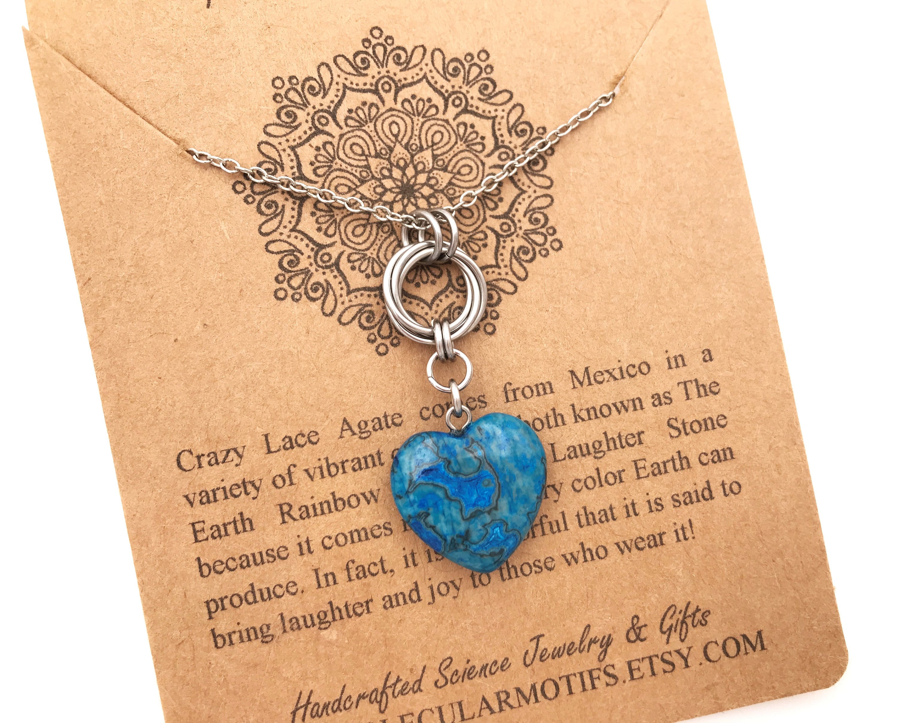 天然石 メキシコクレージーレースアゲート ハート 台座付き⭐️1541