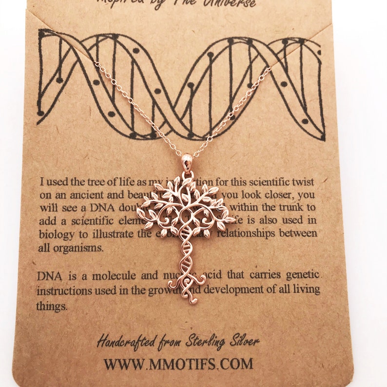 Tree of Life Sterling Silver Necklace-DNA Pendant-Hand Made Tree of Knowledge-Genetics Necklace-Science Gift-Family Gifts image 9