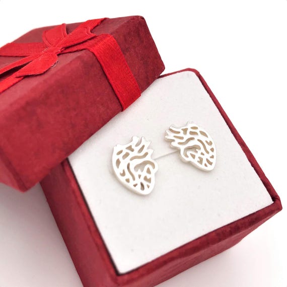 Orecchini anatomici a forma di cuore, in argento Sterling 925