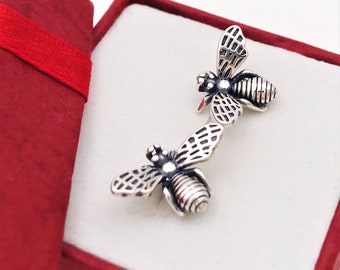 Sterling Silver Honey Bee Stud Earrings: Science Jewelry Gift